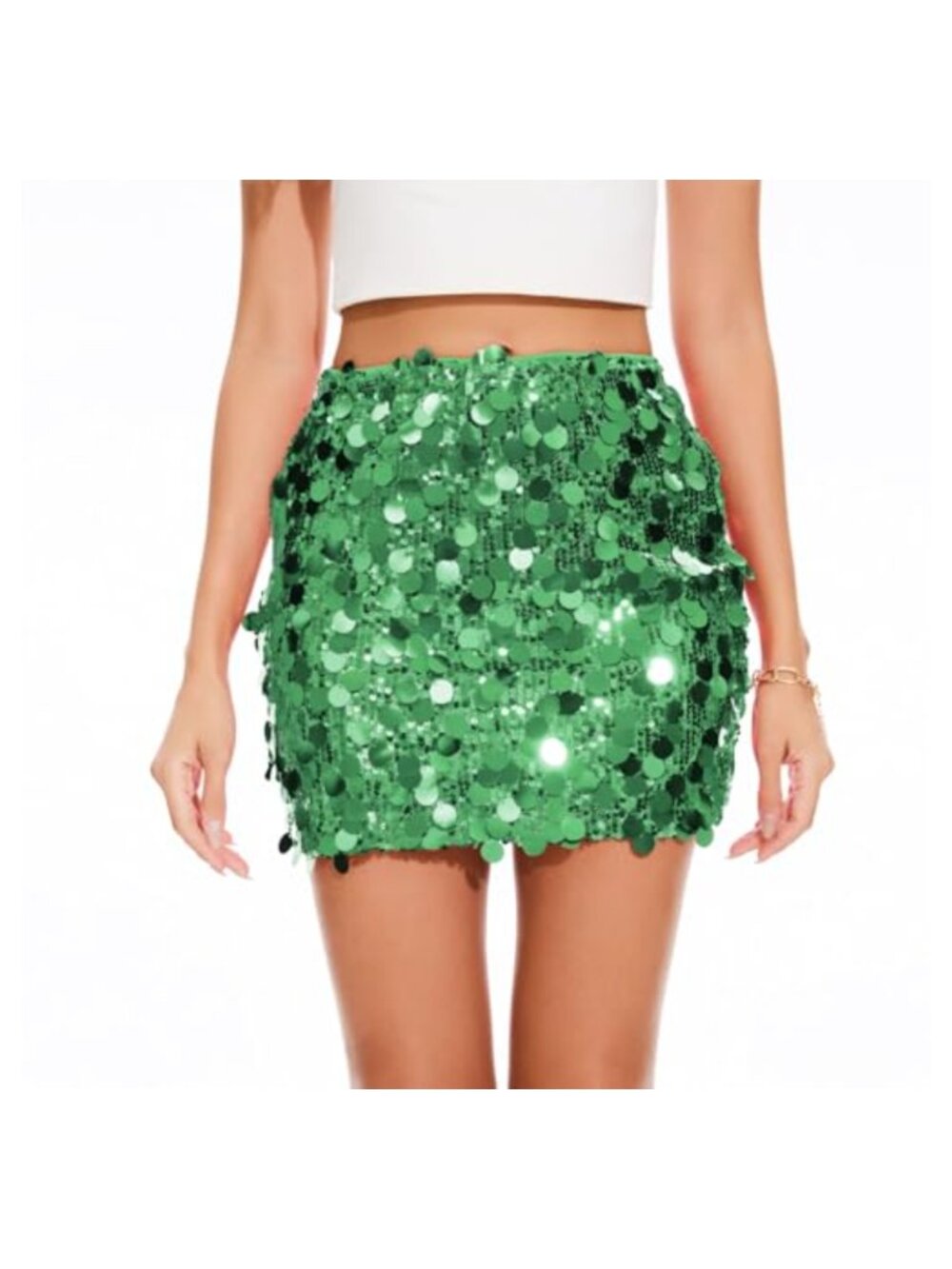 Womens Sequin Mini Skirt Stretchy Bodycon Party Night Out